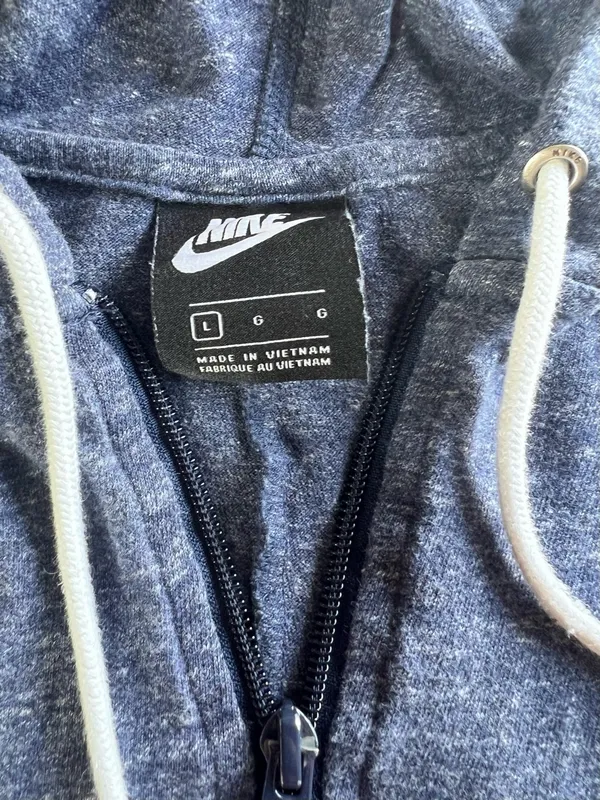 Nike Women’s Full Zip Hoodie Blue Speckled Dri Fit Sweatshirt Size L - Image 4