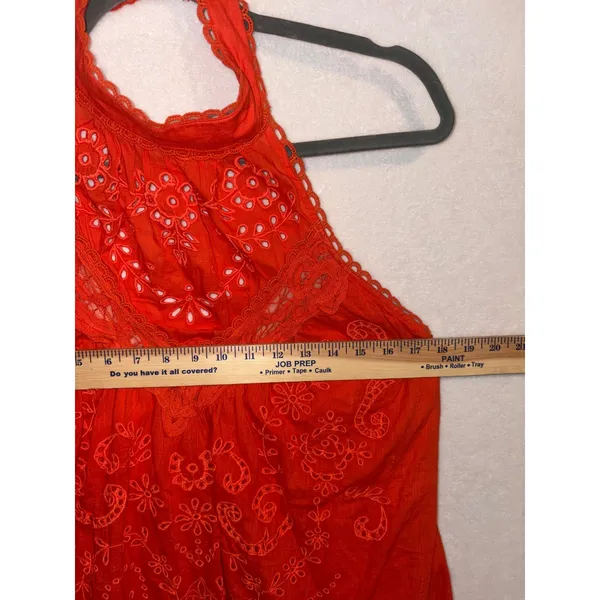 Anthropologie Orange Eyelet Lace Halter Maxi Dress‎ boho Open Back NWT Size L - Image 11