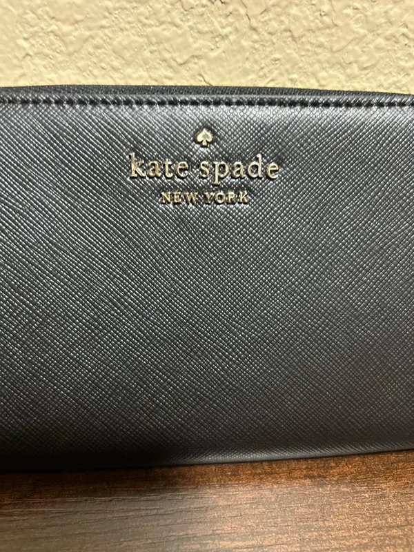 kate spade new york Black Solid Zip-Around Wallet Logo Zipper Card Slots - Image 2
