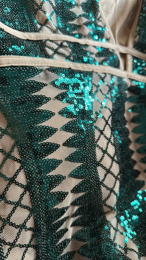 Green Sequin Prom Dress Size XL - Image 2