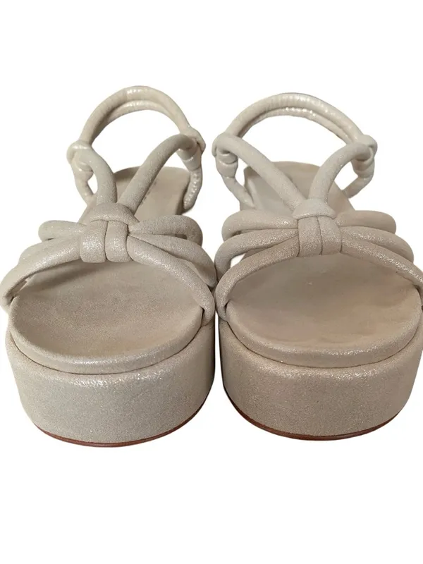 J/Slides Qayla Platform Metallic Suede Sandals Tan Silver size 8 - Image 4
