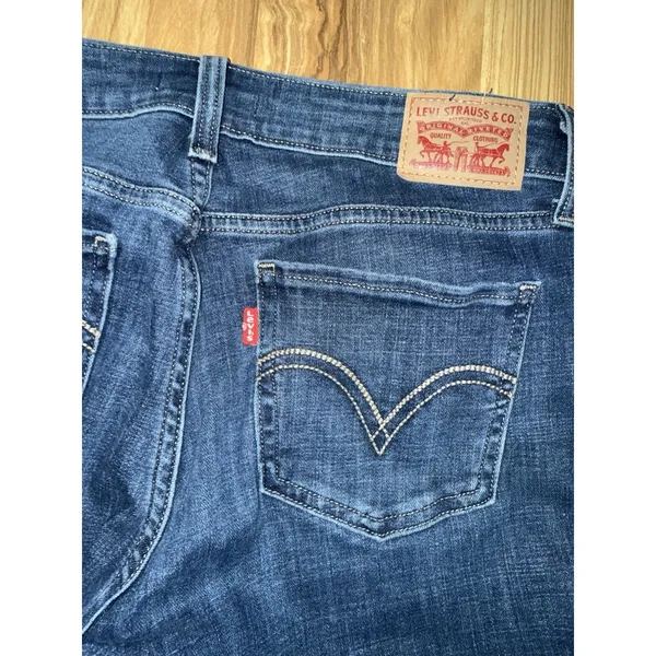 Levi's 535 Women's Sz 31 Super Skinny Jeans Front Pipe Dark‎ Denim Raw Hem - Image 6