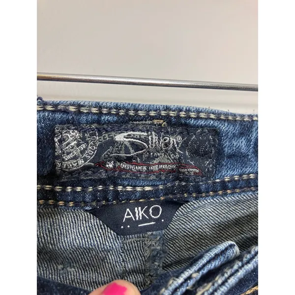 Silver Jeans Aiko Straight Leg Womens 29 Dark Wash Good Stretch Denim Distressed - Image 3