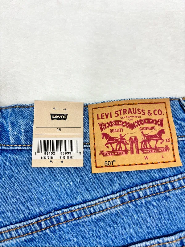 Levi's 501 Original Shorts High Rise Light Blue Denim Shorts size 27 NEW - Image 5