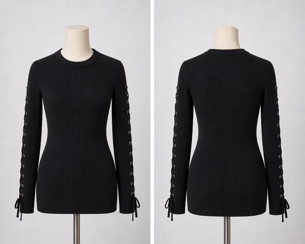 Ribbed Lace-Up Long Sleeve Dress - Image 2