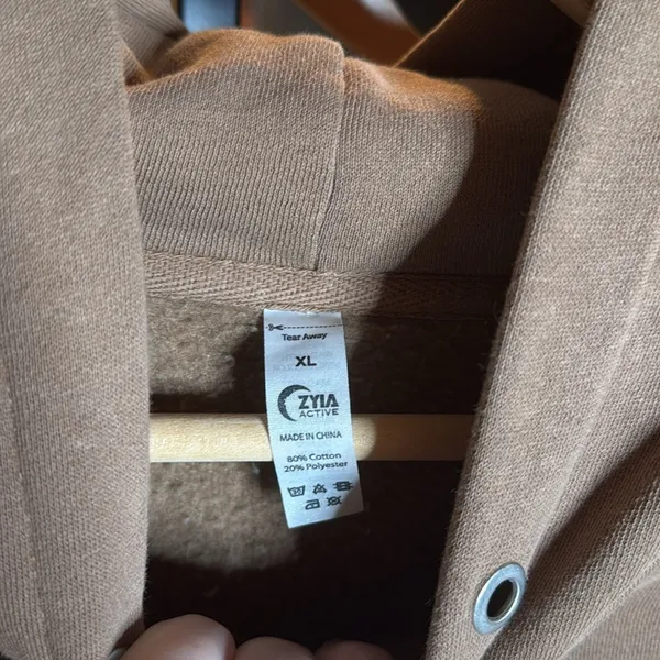 Zyia Dust Brown Rise Pocket Hoodie Size XL - Image 8