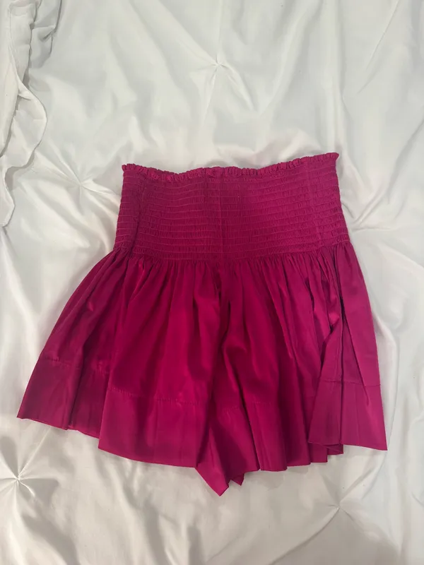 Natural Life Shorts Flowy Satin Smocked Waist Magenta - Image 2