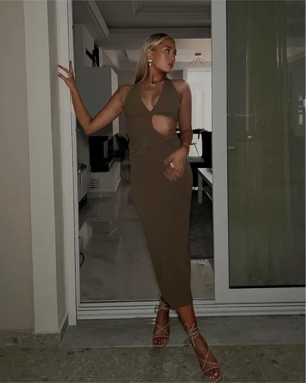 ZARA dress cut out midi maxi fitted wedding party coctail - Image 14