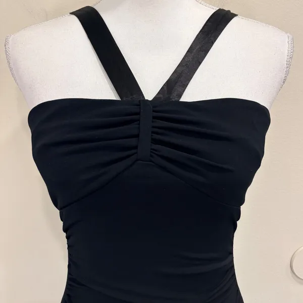 Y2K City Triangles Black Ruched Halter Cocktail Dress XS Party Going‎ Out Hoco - Image 3