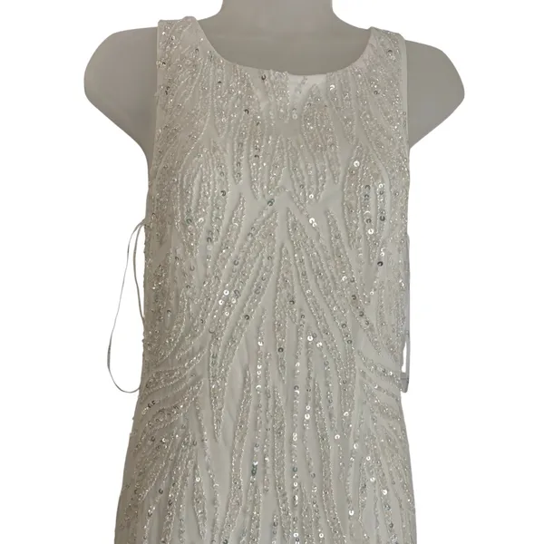 Lulus Glamourous Ever After White Sequin Beaded Backless Maxi Dress Medium Bride - Image 5