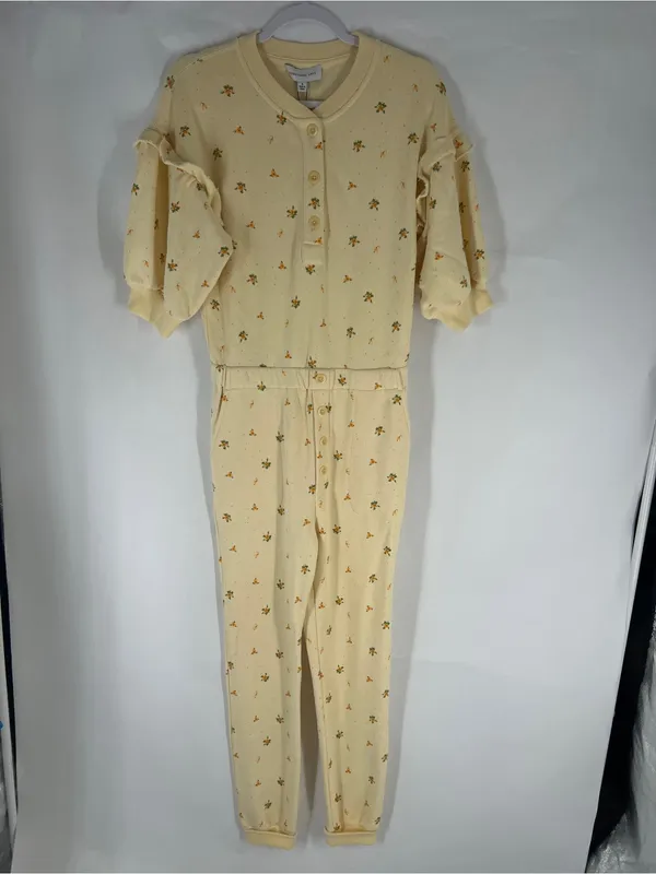 Something Navy Esmeralda Ruffle Floral Jumpsuit Yellow Size S NWT - Image 2