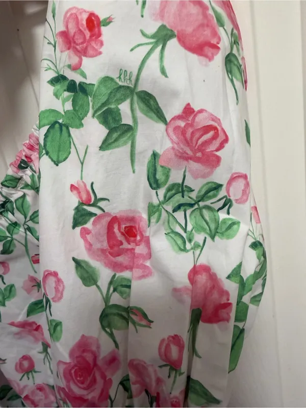 HILL HOUSE The Ophelia Nap Midi Pink Roses Dress Size Small - Image 10
