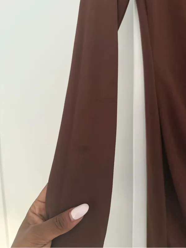 New Look Button-Front Ruched Long Sleeve Dress in Rust - Image 6