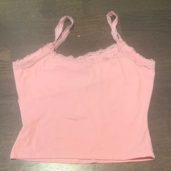 Pink Lace Trim Cami Top Size M - Image 3