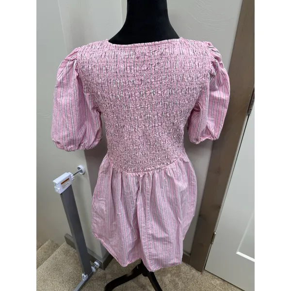 Old Navy Smocked Puff Sleeve Babydoll Dress Pink Cottagecore Coquette Girly M - Image 5
