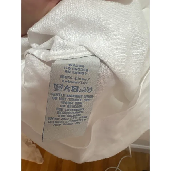 Boden White 100% Linen Sleeveless Peter‎ Pan Collar Pleated Top WA346 US 8 - Image 3