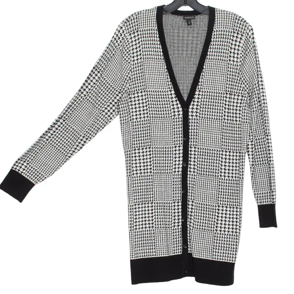 Torrid Cardigan Sweater Long Houndstooth Academia Preppy Black White 0 Large 12 - Image 6