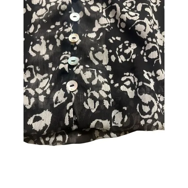 Joie blouse black and white multi print floral sz Large - Image 4