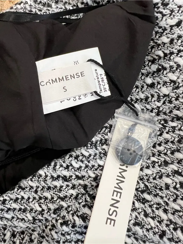 Commense Button Front Tweed Maxi Skirt Black White Small NWT Sold Out - Image 3