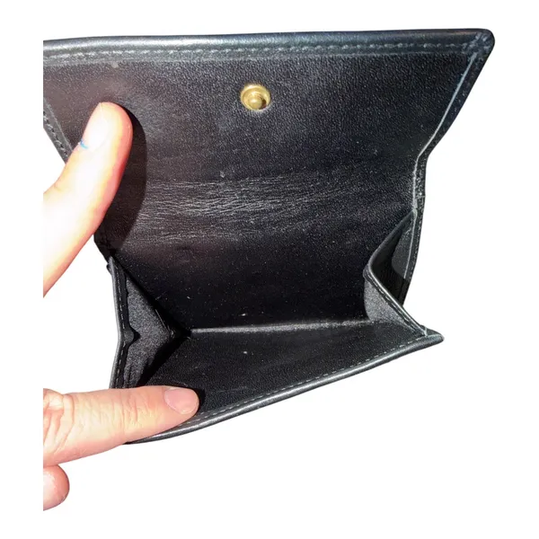 Coach Black Signature Canvas/Leather‎ Compact Flat Wallet - Image 6