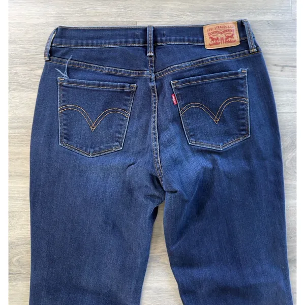 Levis 505 Women's Size 8 Straight Leg Mid Rise Dark Wash Stretch Denim Jeans - Image 7