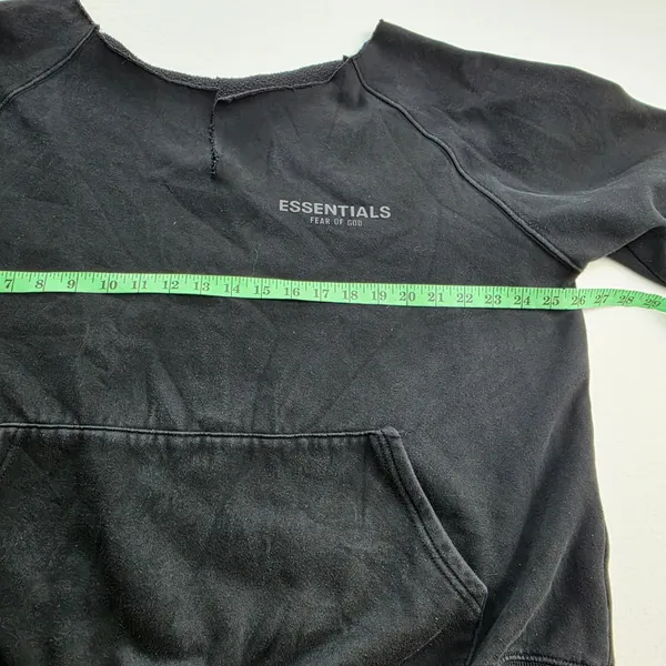 Fear of God -877 Essentials Black Raw Cut Notch Neck Sweatshirt‎ Logo FOG XL - Image 8