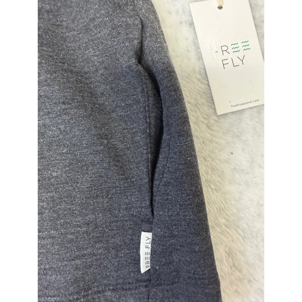 Free Fly Womens Bamboo Lightweight Fleece Cropped Hoodie Heather Black 3980 L - Image 2