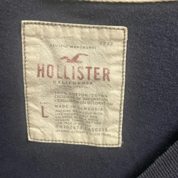 Y2K Hollister Baby Tee Logo Patch Size Large Blue Green Casual - Image 2