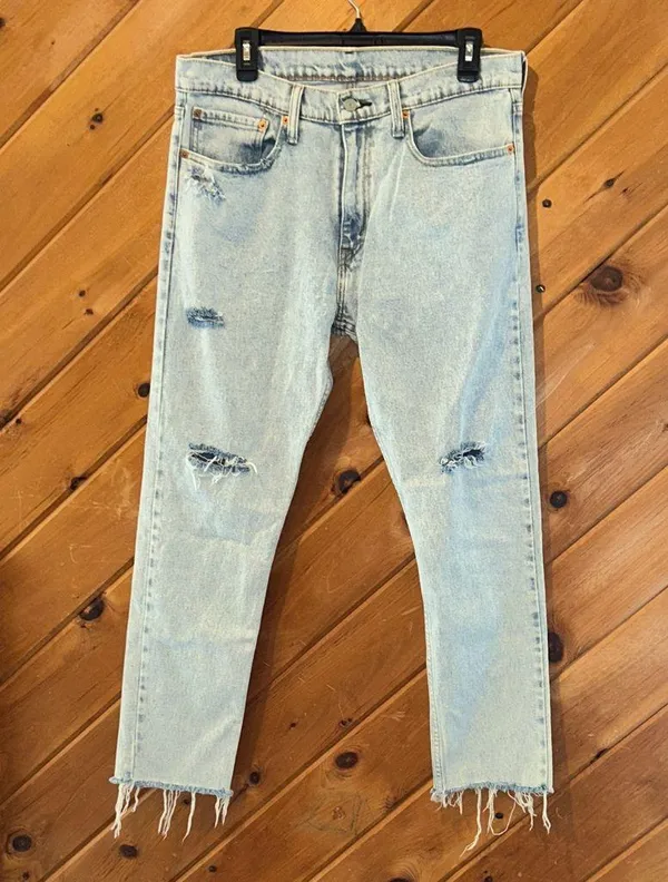 Levi’s 512 slim taper fit light blue distressed jeans - Image 2
