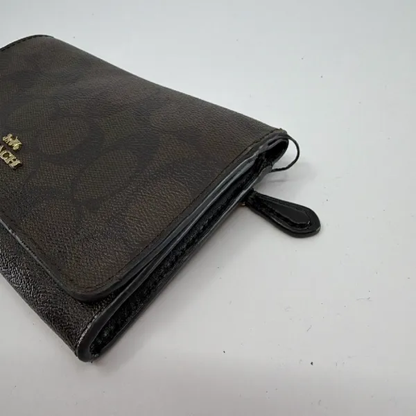 Coach Bifold Brown Signature Coated Canvas Wallet - Image 3