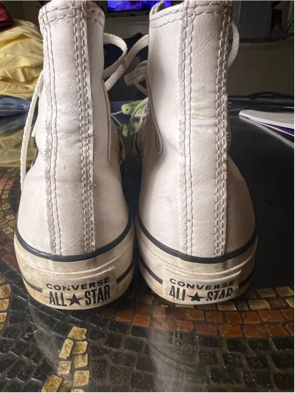 Converse Chuck Taylor All Star Leather Platform High Top Sneakers White Women’s - Image 9