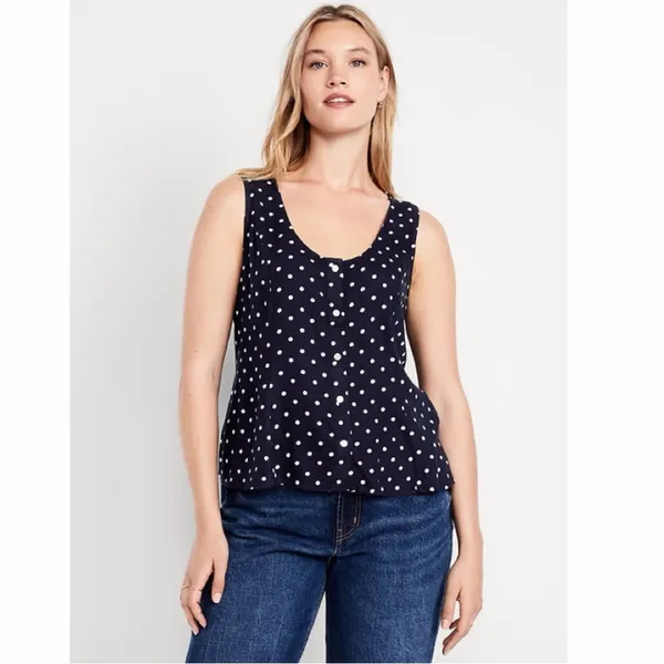 Old Navy Button-Down Crepe Swing‎ Top — Small — NWT - Image 2