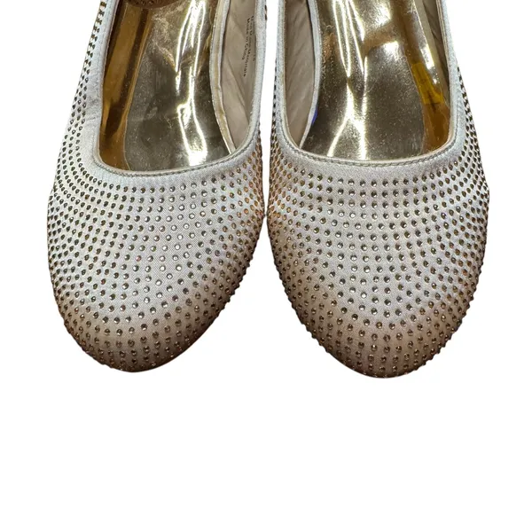 Badgley Mischka Shoes Womens Size 5 Ivory Block‎ Heel Mary Jane Rhinestone Dress - Image 2