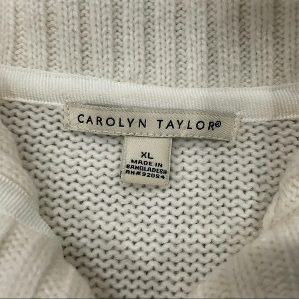 Carolyn Taylor White/ Cream Long Sleeve Cardigan Sweater Button Down XL - Image 3