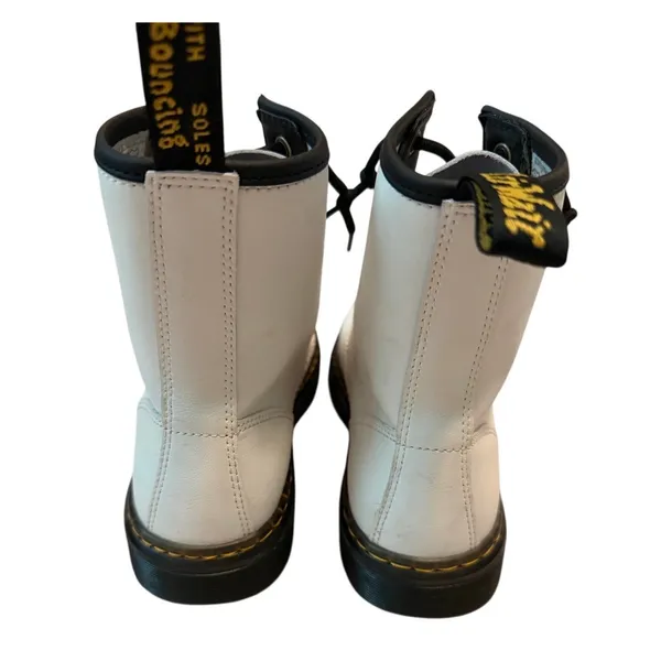 Dr. Martens White Leather Zavala Combat Boots Women's 6 Men's 5 - Image 3