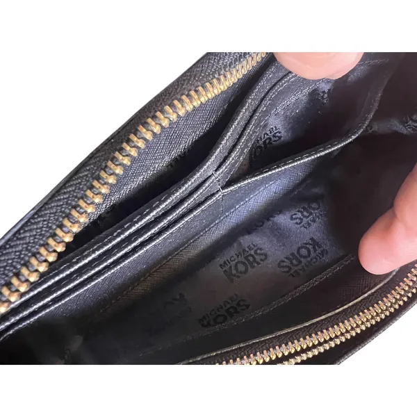 Michael Kors Wallet Clutch Zip Around Continental Black Smooth‎ Leather Urban - Image 3