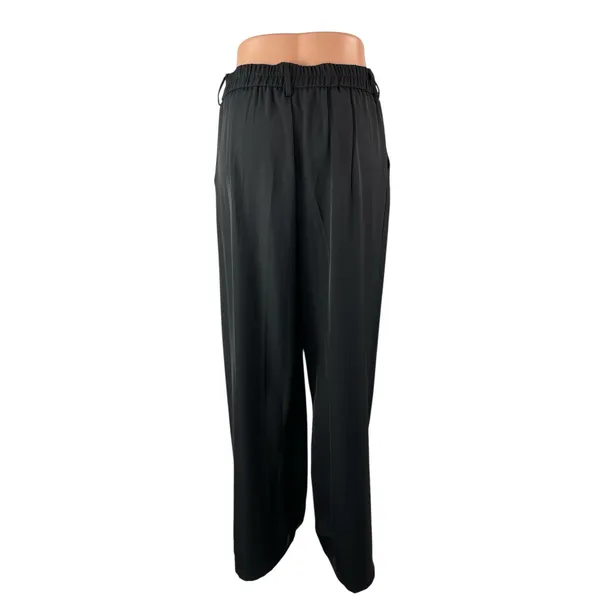 Sassy Zoey Women's Black High Waisted Pleated Wide Leg Trousers Dress Pants Sz M - Image 4
