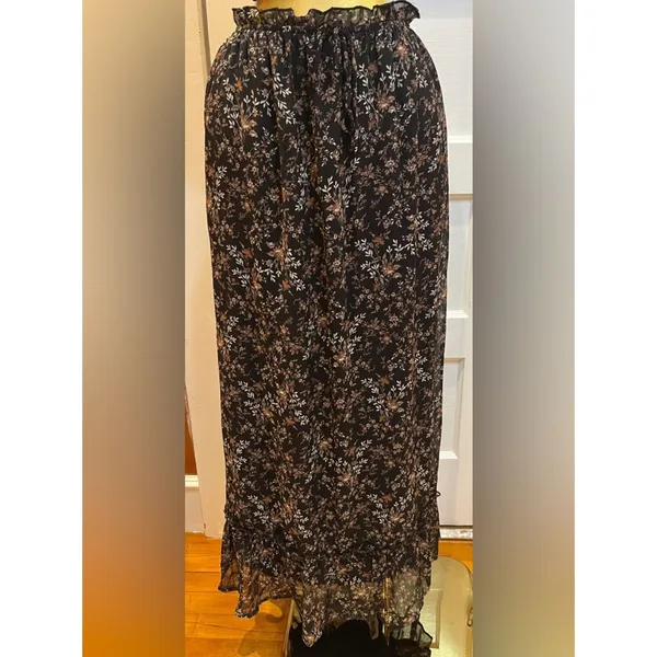 Thirty/Thirty floral print maxi skirt elasticized ruffled waistline Size Xs - Image 3
