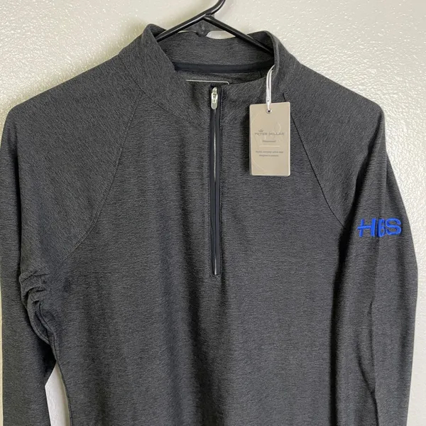 Peter Millar Perth Performance 1/4 Zip Womens M Gray Melange Raglan HBS Logo UPF - Image 4