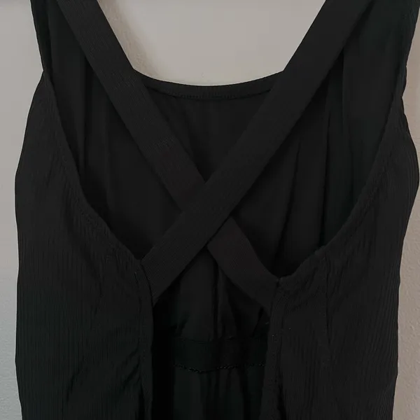 Andie The Ribbed Tulum Scoop Neck One Piece Cross Back Swimsuit Black XXL - Image 8