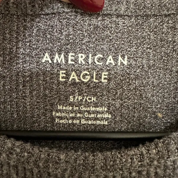 American Eagle | Women's Charcoal Grey Ribbed Crew Neck Sleeveless Bodysuit, S - Image 5