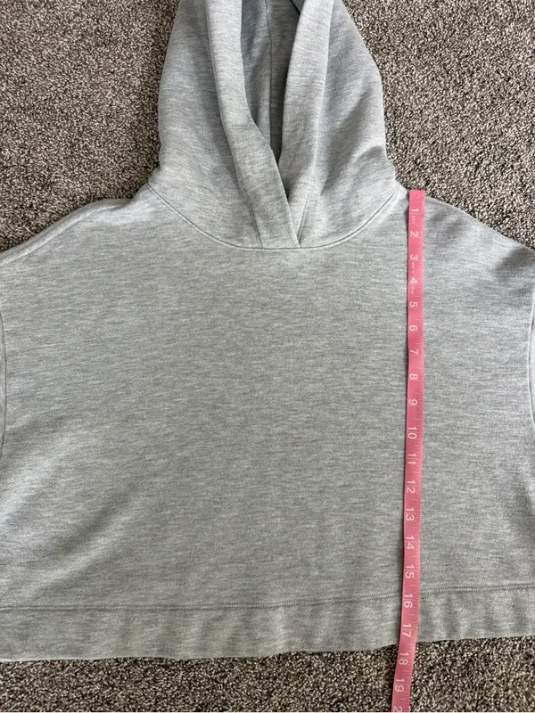 Alo Yoga Bae Hoodie Gray Cropped Oversized Pullover Sweatshirt Size S - Image 6