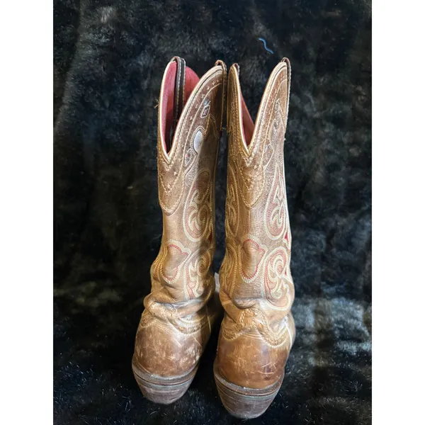 ARIAT Madrina Macchiato Tan Red Square Toe Cowboy Boots Women 8.5 - Image 4
