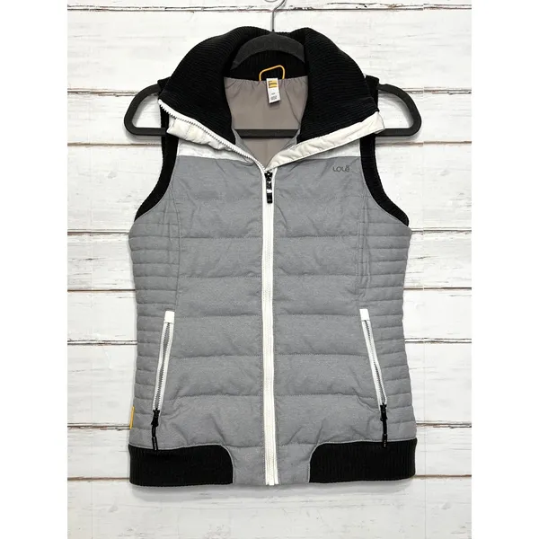 Lole Puffer Vest Small Gray Black Duck Down Hooded Quilted Full Zip Outdoor - Image 2