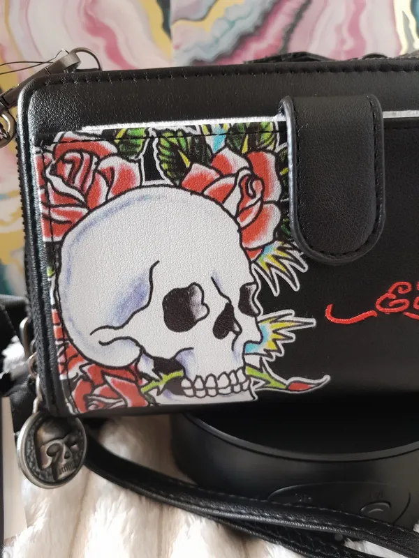 Ed Hardy Y2K Skull Print Crossbody Phone Wallet Bag - Image 7
