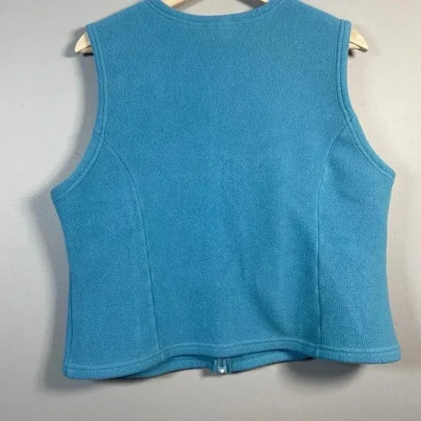 LL BEAN Fleece Vest Womens Size L Large Blue Arctic‎ Crop Y2k Cozy 90s Gorpcore - Image 5