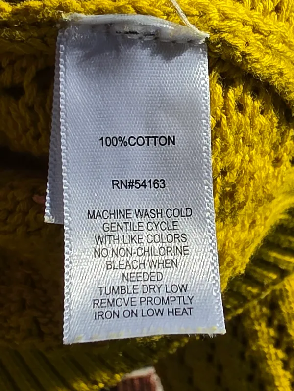 Marc NY Mustard Yellow Open Knit Cotton Sweater Size M - Image 7