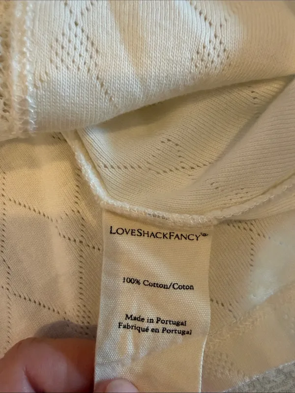 LoveShackFancy Natine Cardigan Ivory Size Small Lace Trim Button Front - Image 5