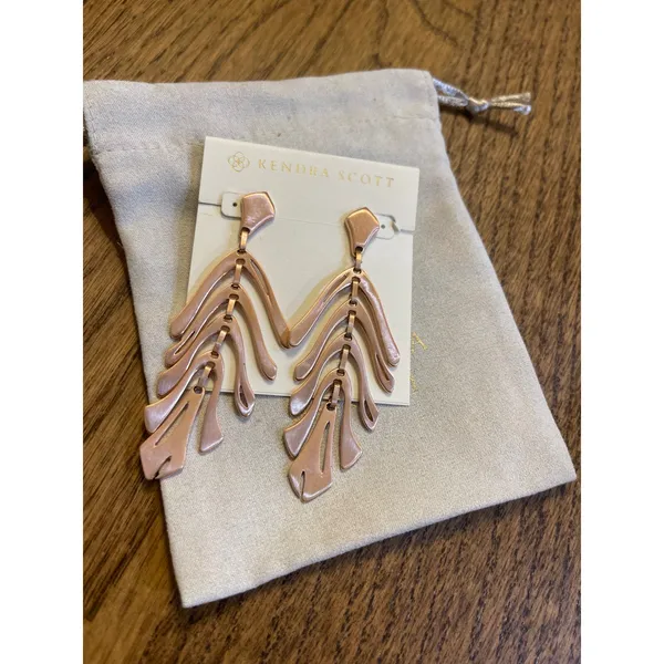Kendra Scott Luca Statement Earrings Rose Gold Tiered Drop NWT - Image 2