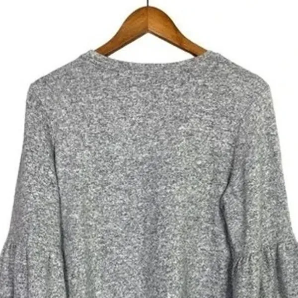 Zara Oversized Bell Longsleeve Soft Knit Pullover Sweater Crew Neck M Gray #4141 - Image 5